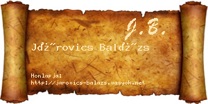 Járovics Balázs névjegykártya